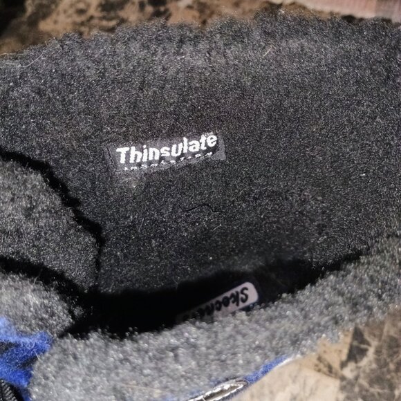 Skechers Insulated Duck Boots, Buffalo Plaid Blue, Size 10 - Picture 4 of 5